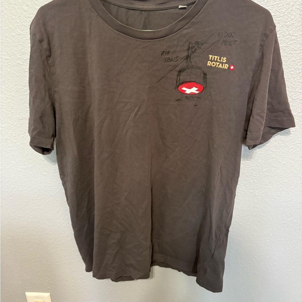 Charcoal Men's Tee Medium Titlis Rotair from Switzerland